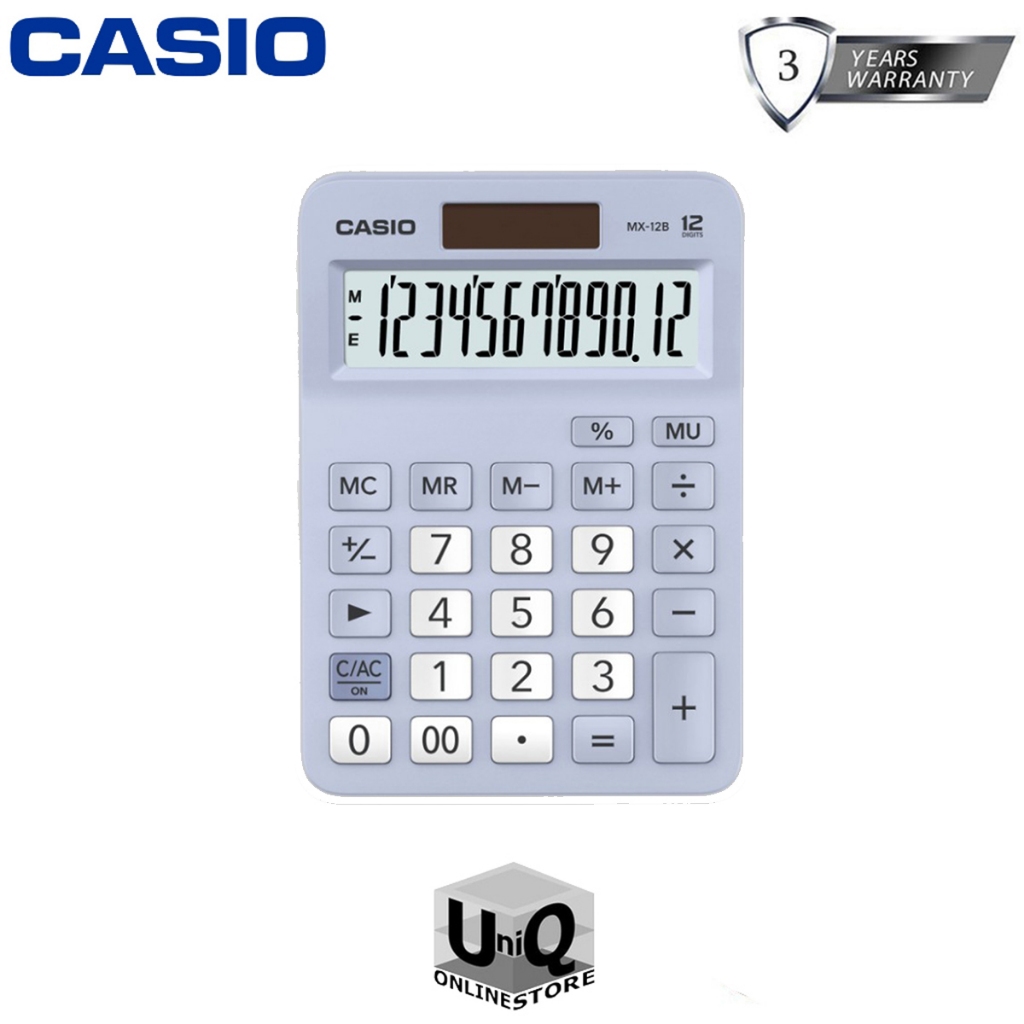 Casio Mx-12B-Lb (Blue) Practical Calculator, 12 Digits, Mini Desk Type ...