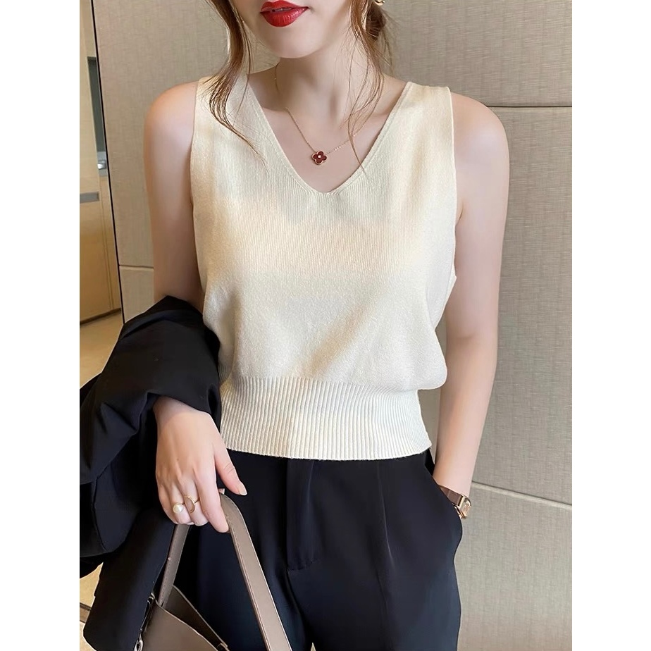 Mango Sleeveless Knitted Waistcoat & Trouser Co-ord In White