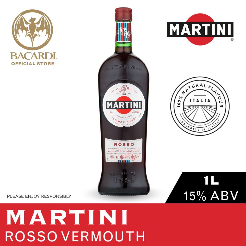 MARTINI Rosso Vermouth, Fortified Wine Cocktail Mixer, 15 ABV, 100cl