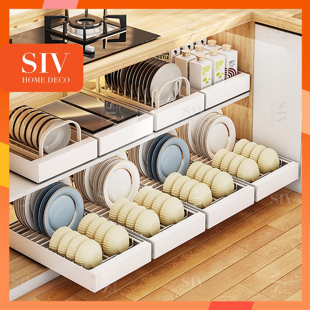 SIV Pull Out Dish Rack Spice Rack For Kitchen Sliding Basket