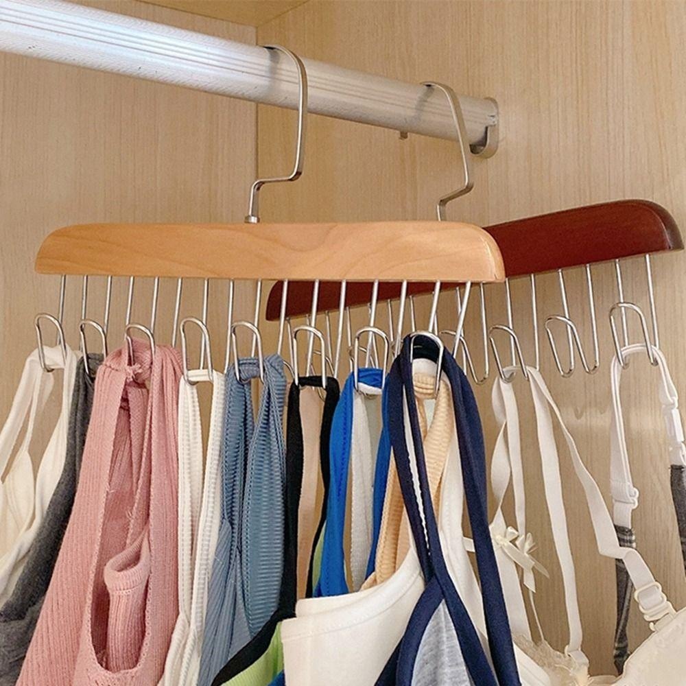 M&A 8 Hooks Multi-Functional Solid Wood Hanger Anti Slip Coat Hanger ...