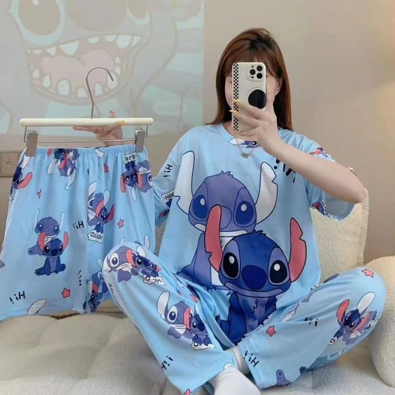 3in1 Korean Pajama Set Sleepwear for Women Terno Plus Size Nightwear Lounge  Round Neck Homewear