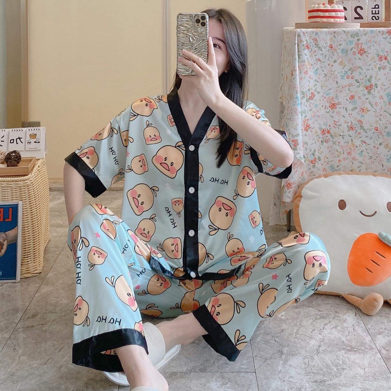 Korean Silk Vneck Comfort,Sleepwear,Nightwear,Longewear, Pajama Set ...