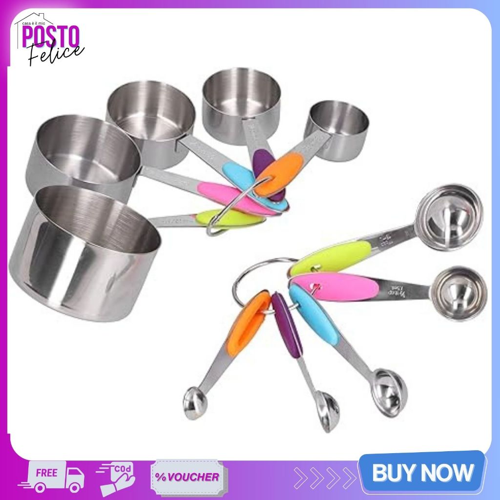 Posto Felice - Stainless Steel Measuring Cup & Spoon Set 10pc Kitchen ...