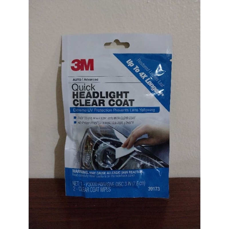 3M Quick Headlight Clear Coat Kit, Cleans And Prevents Lens Yellowing ...