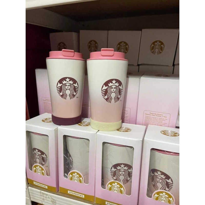 Pink Cherry Blossom sakura Starbucks Cold Hot Tumbler Cup 12 Oz