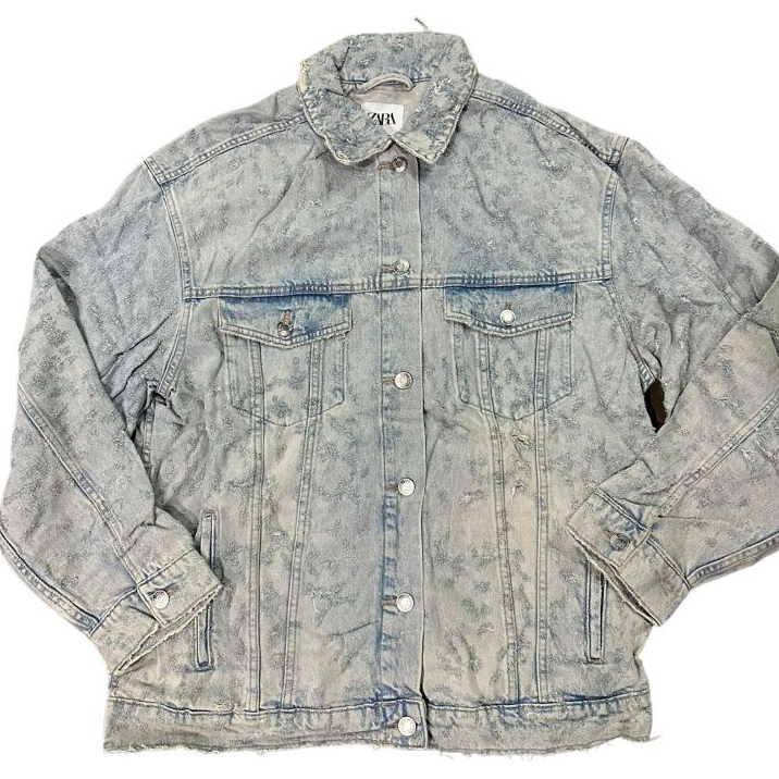 Za ra Ladies Washed Light Blue Ripped All Over Oversized Full Denim ...