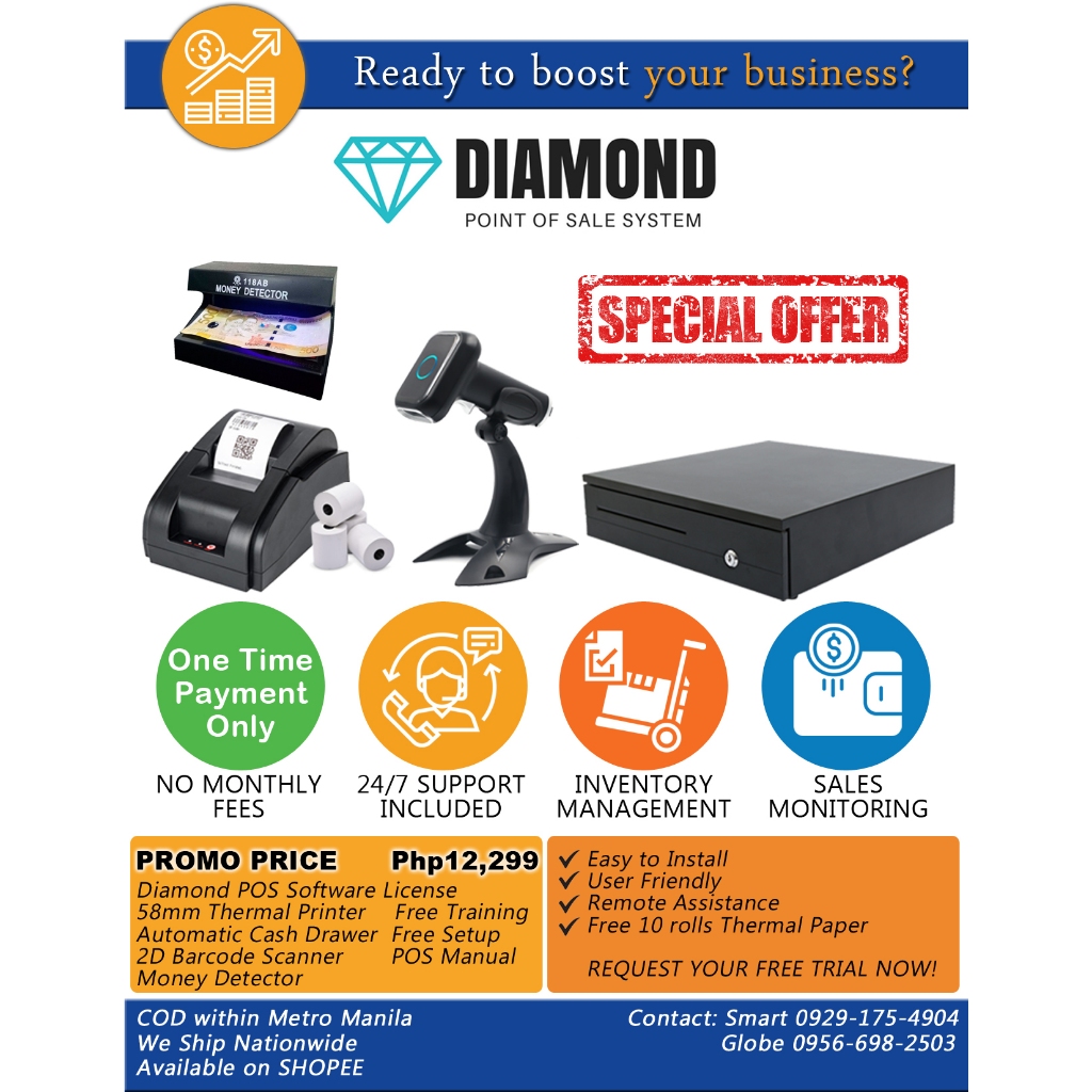 POS SYSTEM, PRINTER, SCANNER & CASH DRAWER - RETAIL POS NO MONTHLY FEES ...
