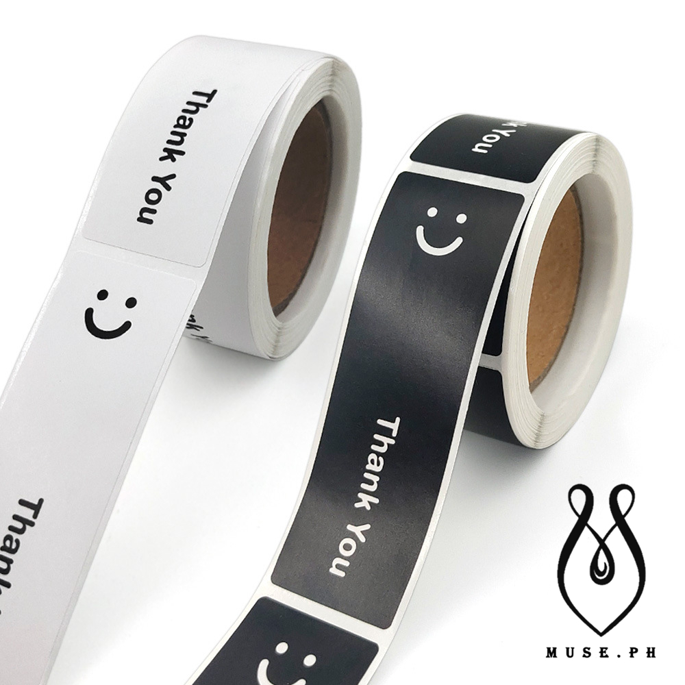 MUSE.PH 120pcs/roll Black/White Smiley Face Thank You Sealing Gift ...