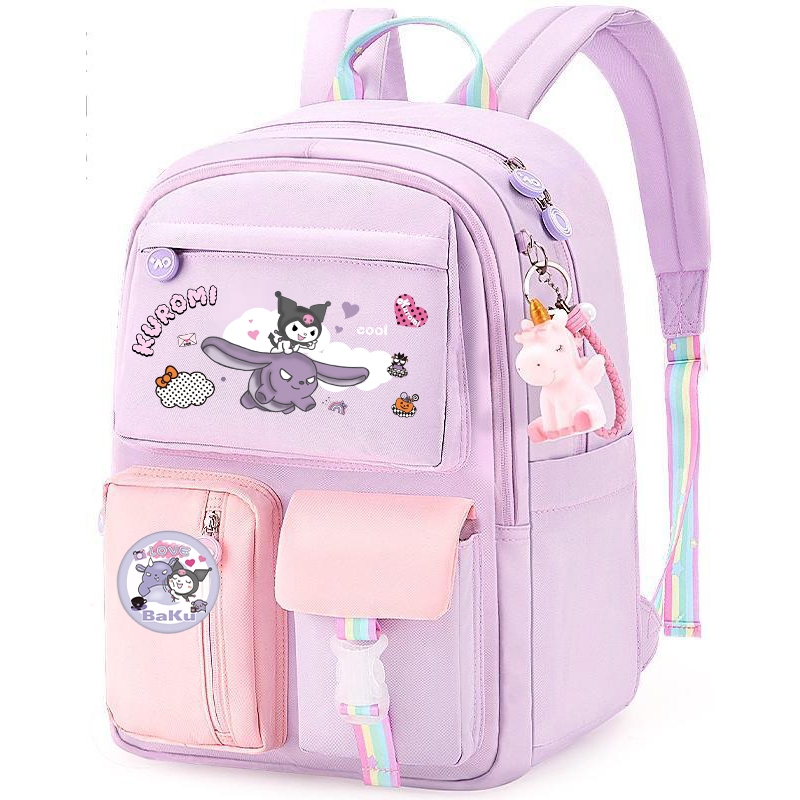 43cm Kuromi School Bag For Girls Backpack Cinnamoroll Bagpack Sanrio ...