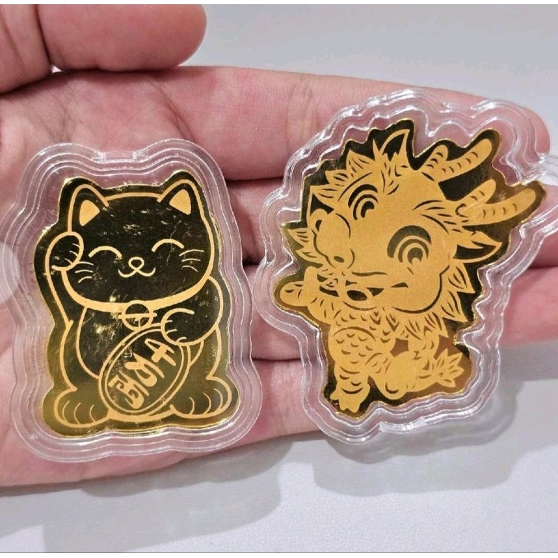 24k Gold Lucky Cat and Fortune Dragon | Shopee Philippines