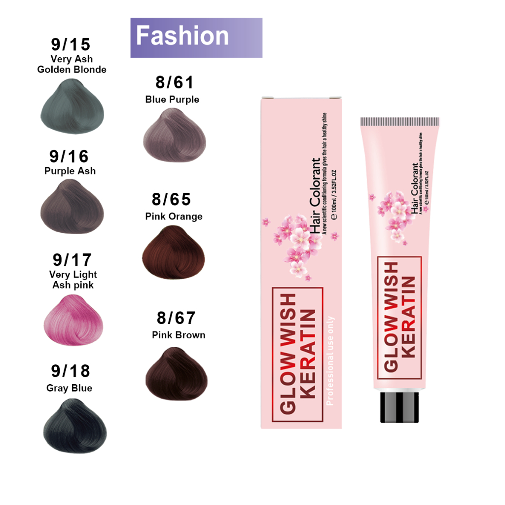 Glow Wish Keratin Permanent Hair Color Ash Blond Hair Dye Milk Tea Ash 100ml Shopee Philippines