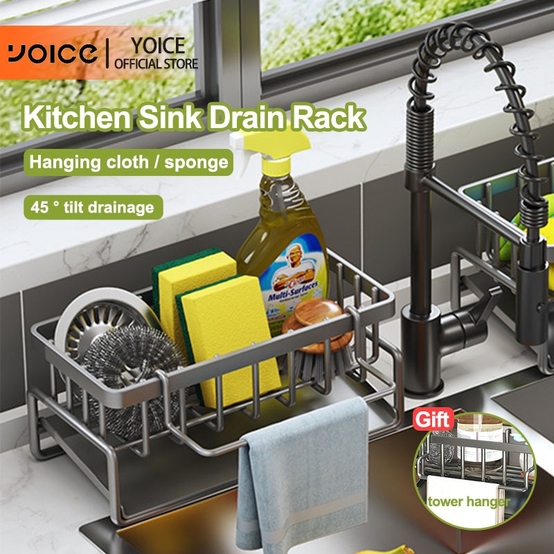 YOICE Kitchen Sponge Rack with Drainage Function Stainless Steel Sink