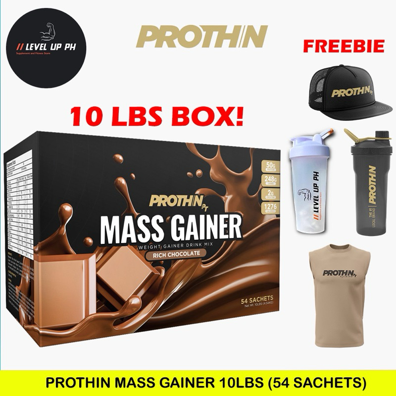 PROTHIN MASS GAINER 10LBS (54 Sachets) FREE SHAKER, TANKTOP, CAP, SHORT ...