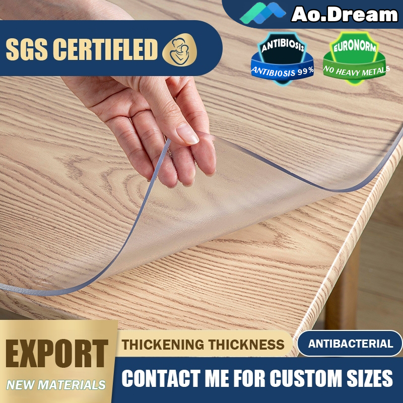 PVC Table Cloth Transparent Rectangular 4/6/8 Seats Heat Resistant