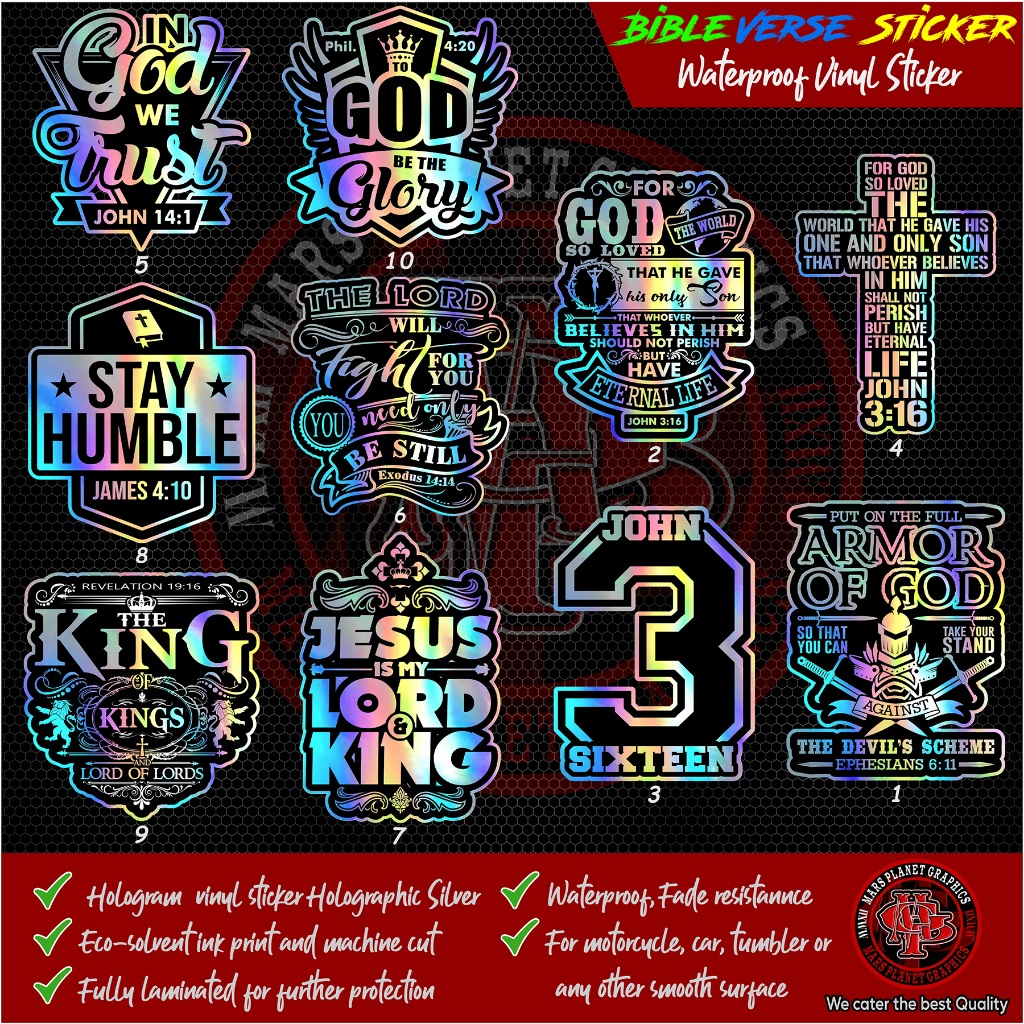BIBLE VERSE RELIGIOUS CHRISTIAN STICKER DECAL Waterproof Laminated ...