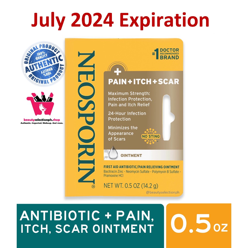 Neosporin Pain + Itch + Scar Ointment 14.2 g July 2024 Expiration