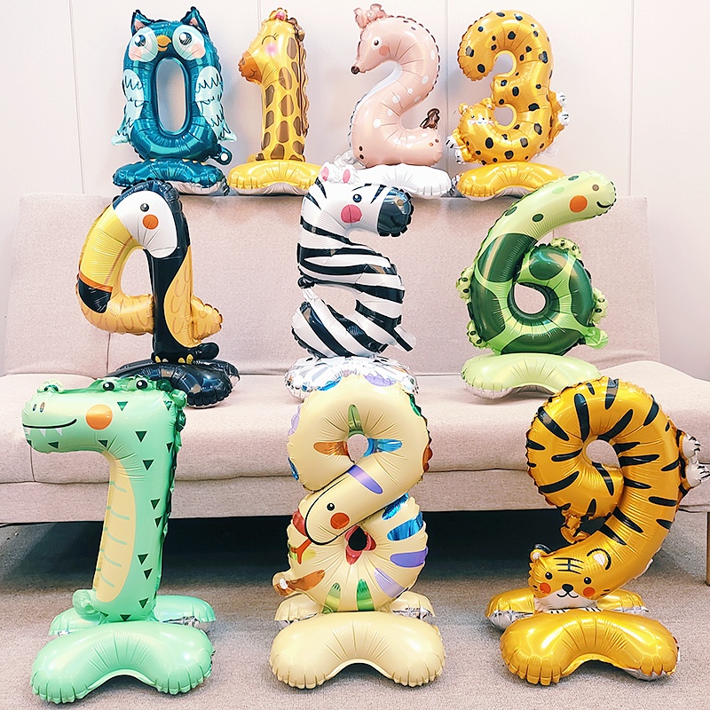 22inch Animal Digital Foil Balloons Kids Birthday Party Decoration Home ...