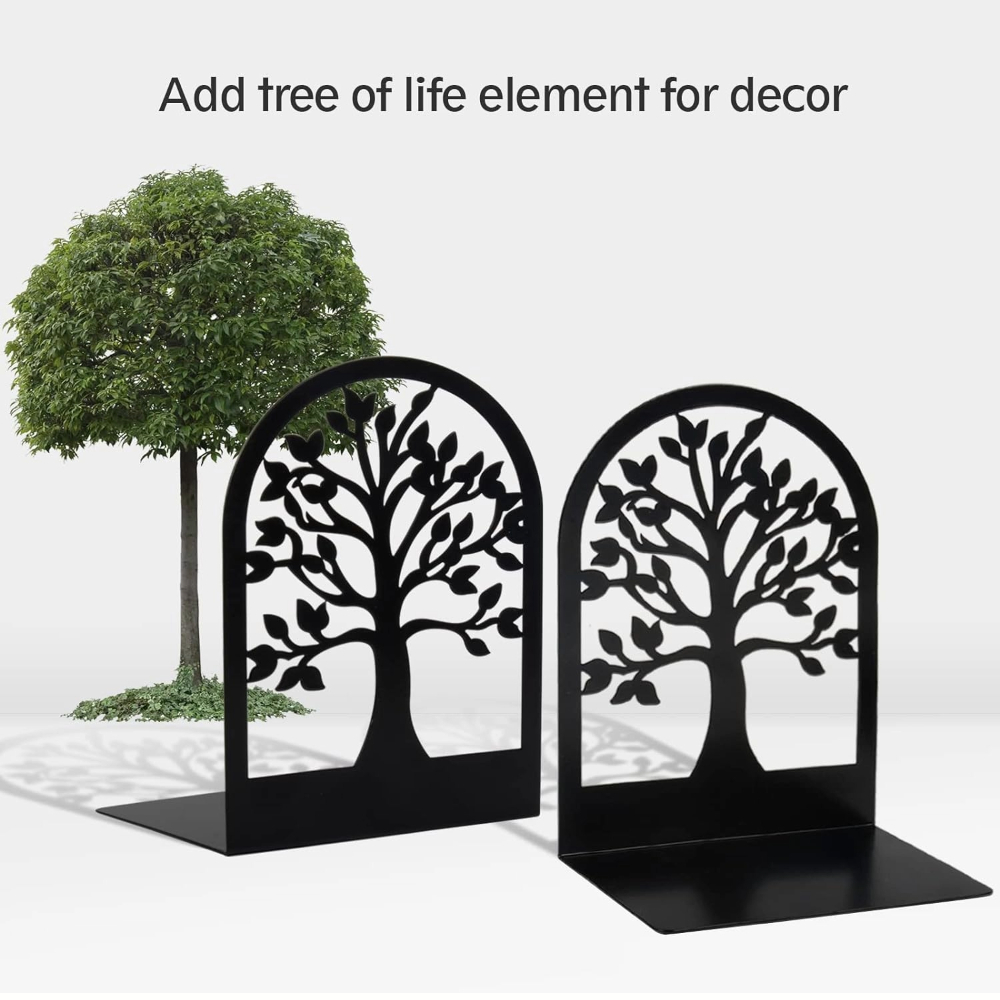 2pcs Bookends Metal Book Ends to Hold Books, Tree Decorative Bookends ...