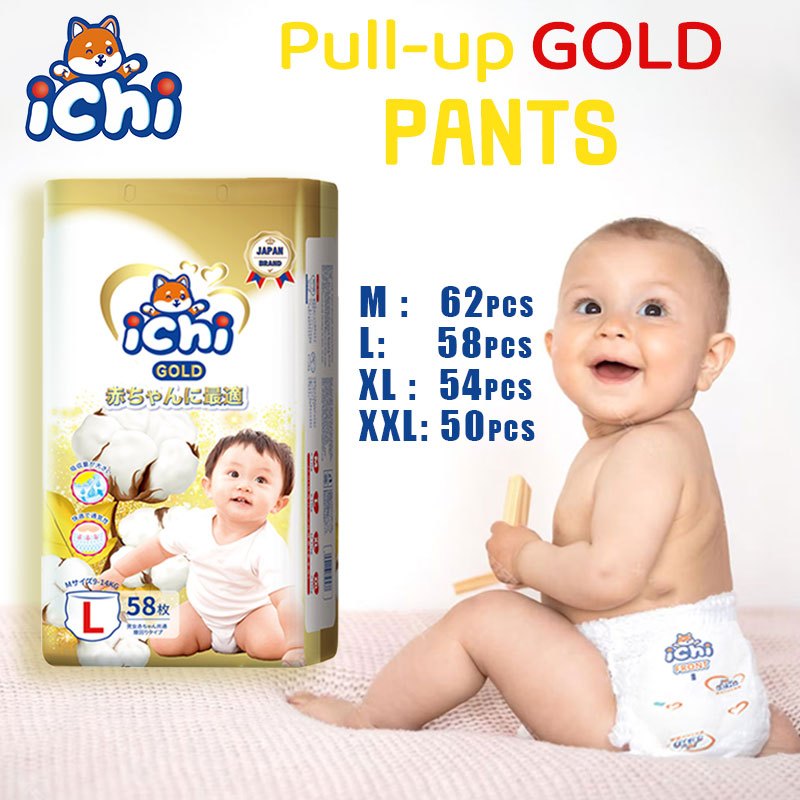 Ichi Pull-up Pants Baby Diapers All Size 50pcs Pk Bundle Pack Large 