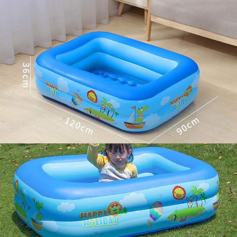 Inflatable Swimming Pool For Kids Rectangular Cartoon Pattern Air Pump ...