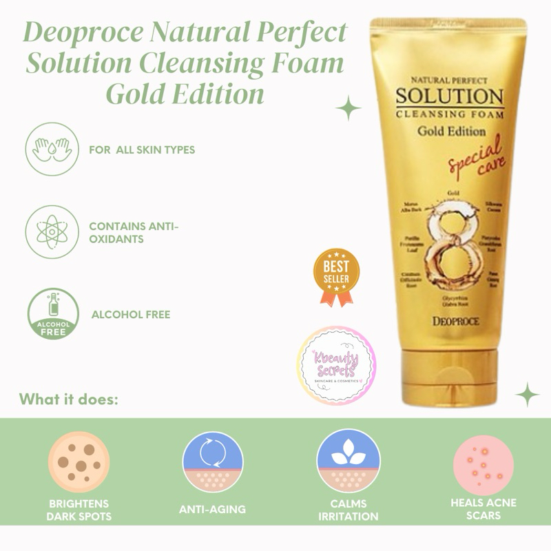 Deoproce Natural Perfect Solution Cleansing Foam Gold Edition | Shopee ...