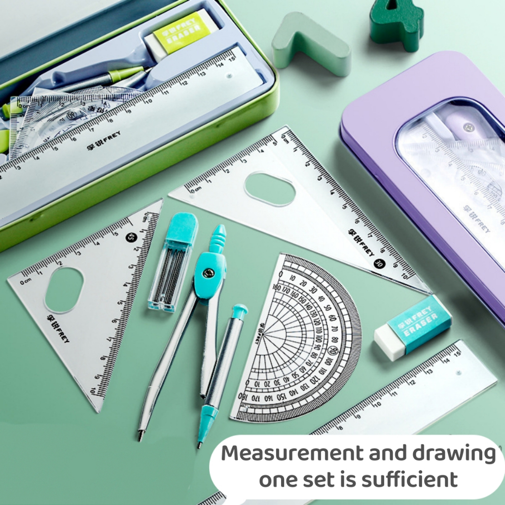 7PCS/Set Drawing Compass Ruler Set Students School for Geometry ...