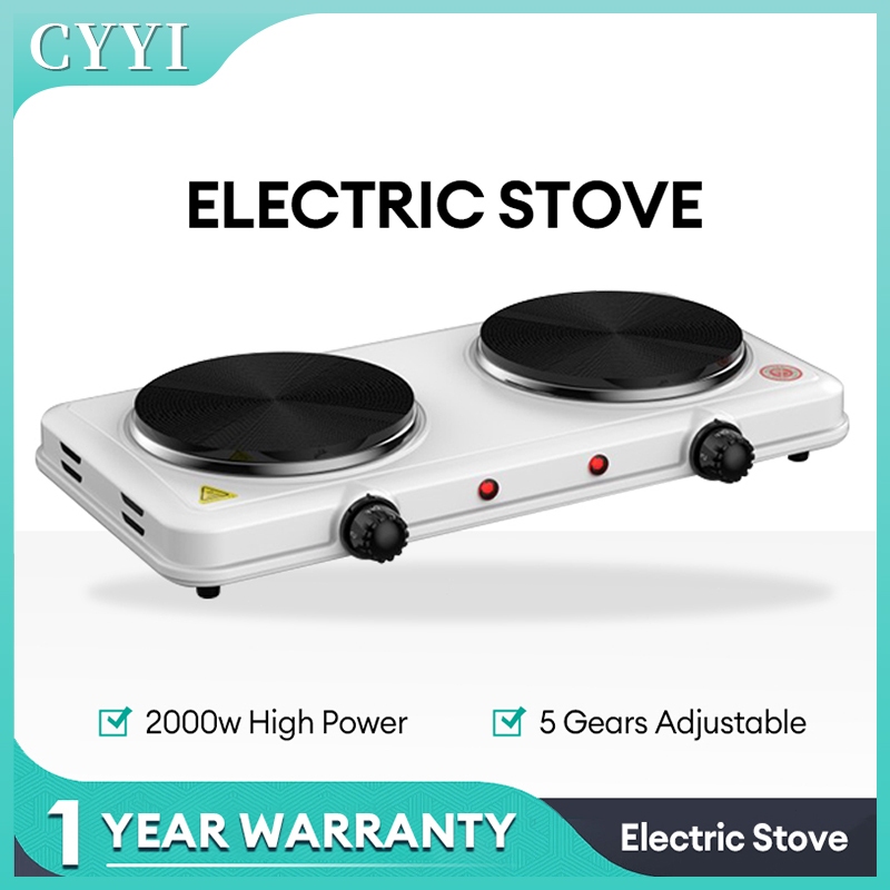 Cyyi Electric Cooker 2000W Electric Stove Double Burner Hot Plate