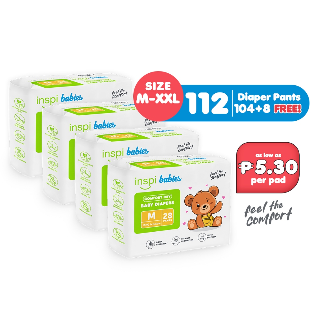 INSPI Babies Comfort Dry Baby Diaper for Baby Pants Medium to XXL Pack