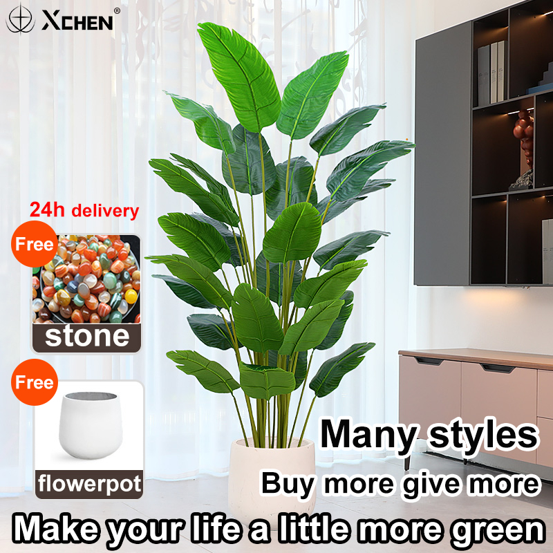 Artificial plant with pot 18/24PCS Tropical Plants Potted Artificial