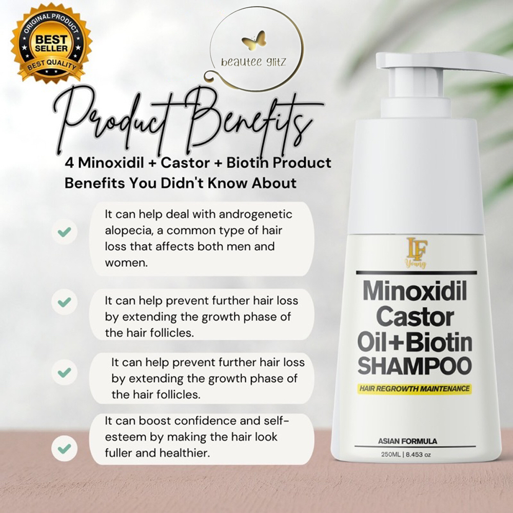 Minoxidil Hair Grower Shampoo with Biotin and Castor OIl 250mL for Hair
