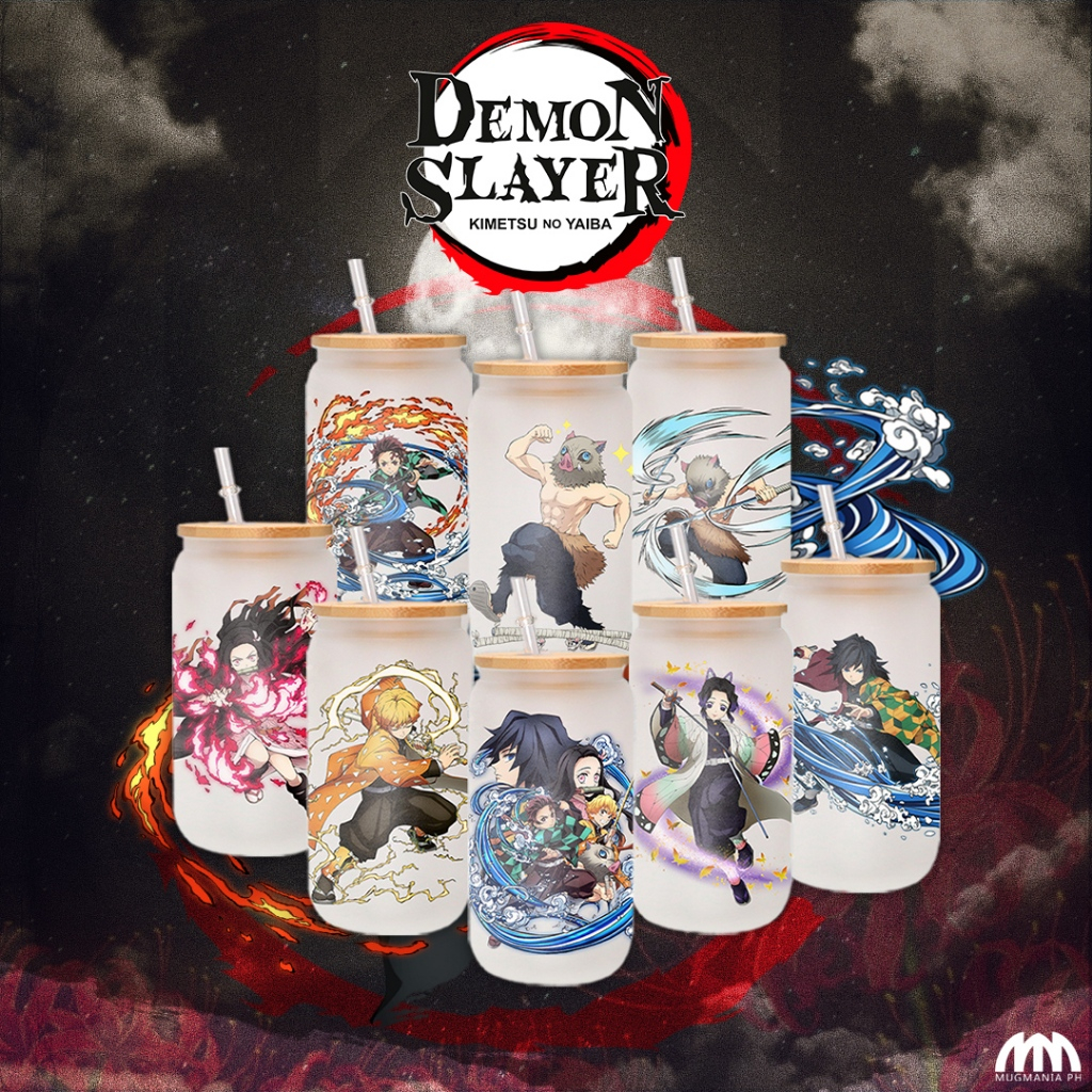 DEMON SLAYER Soda Glass Can With Glass Straw And Bamboo Lid - Mugmania ...
