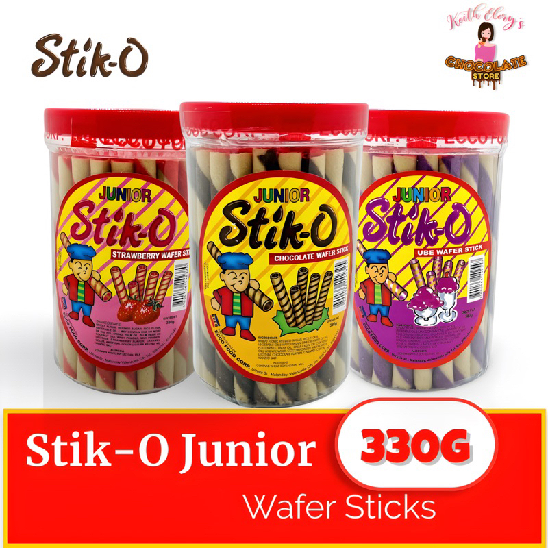 Stik-O Junior Wafer Stick (380g) Chocolate,Strawberry and Ube flavor ...