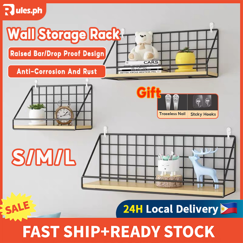 RULES Wall Storage Rack Metal Hanging Shelf Home Decor Floating Shelves