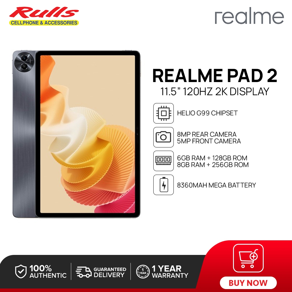Realme Pad 2 Tablet | 6GB+128GB / 8GB+256GB | MediaTek Helio G99 | 11.5 ...