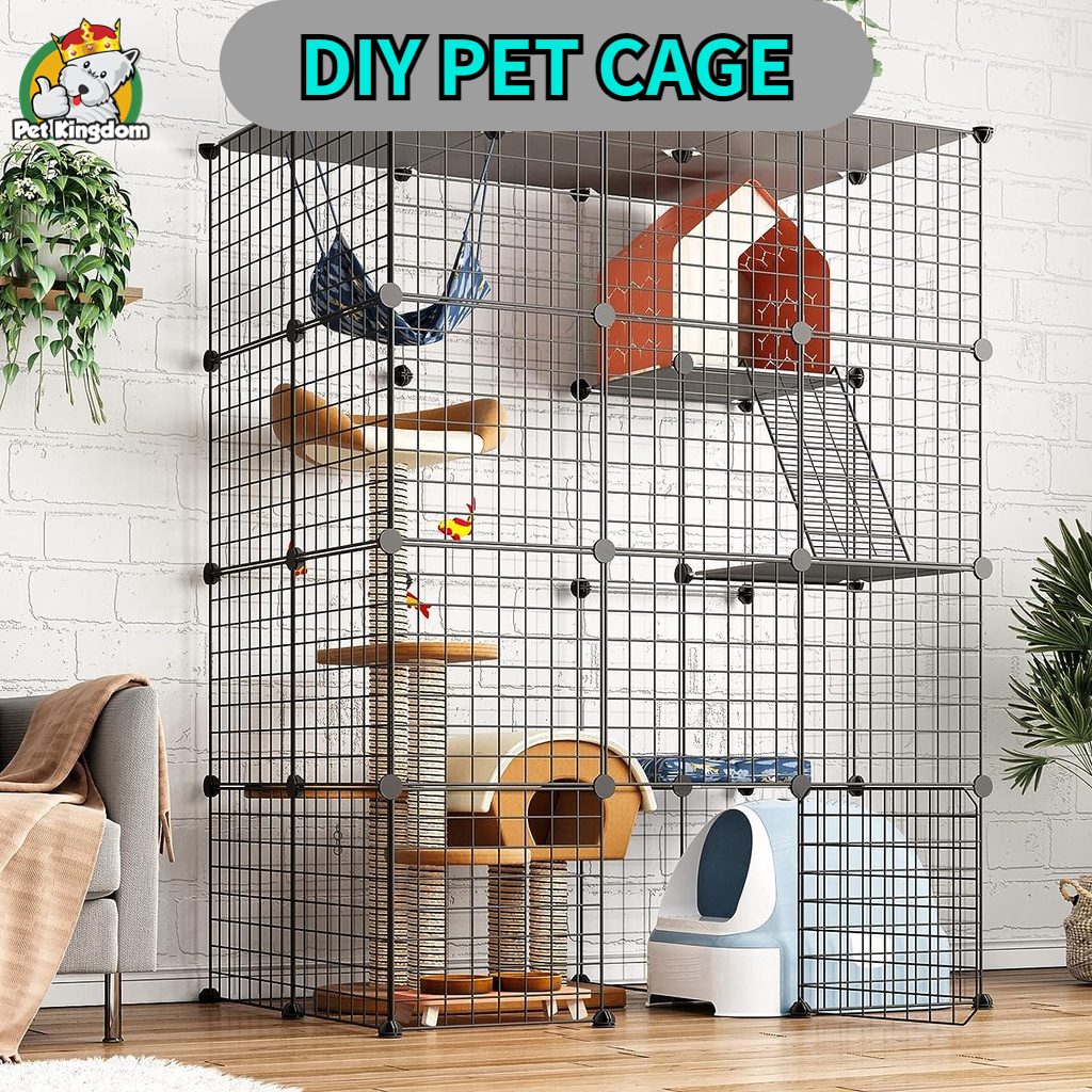 DIY Foldable Cat Cage Stackable Cage for Cat Villa Cat House DIY Metal ...