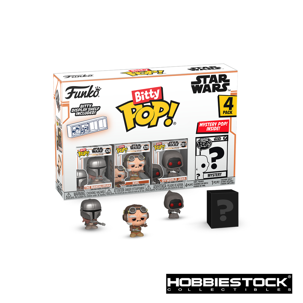 Funko Bitty Pop! Pack de 4 - Le Mandalorien™, Kuiil™, Jawa Hors-Monde™, et Une Figurine Mystère - 2,2 cm - Pour les Fans de TV