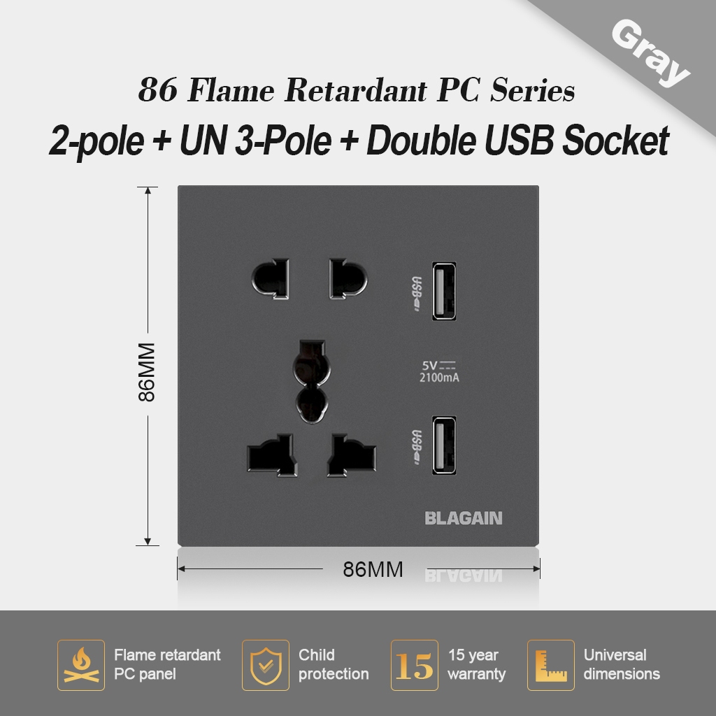 Blagain Multiple Outlet for house With Switch Indicator 86mm | Shopee ...
