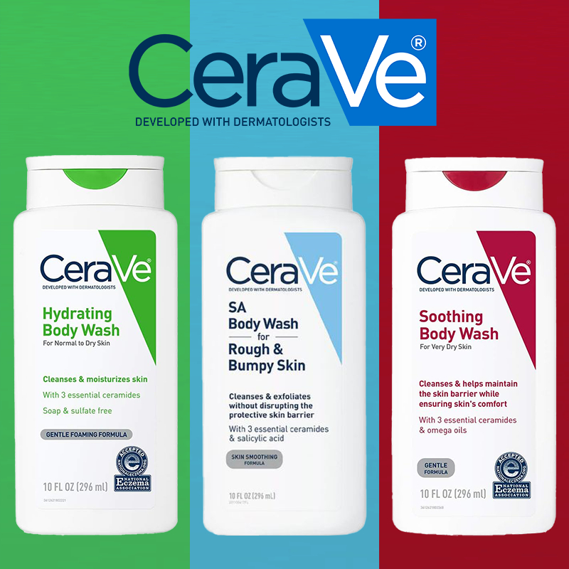 Cerave Hydrating Body Wash & SA Body Wash & Soothing Body Wash Body