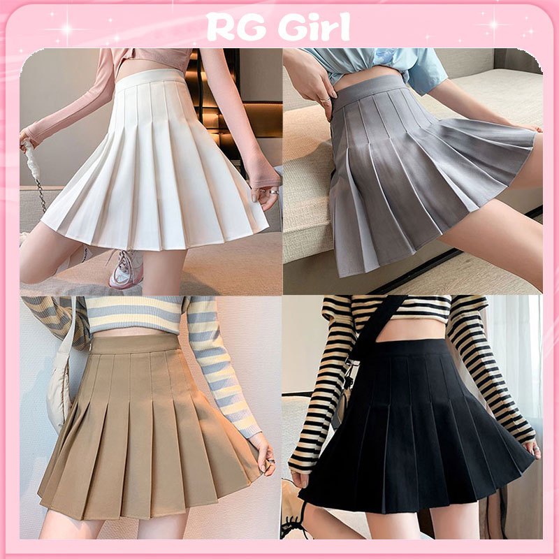 Korean Fashion Womens High Waist Skirt Slim Pleated Skirt Skater Tennis School Skirt Safety 2475