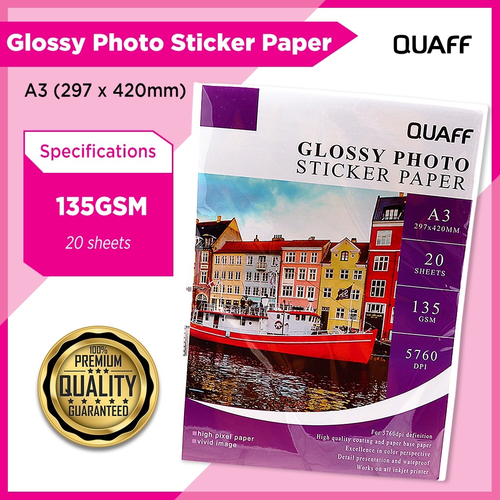 A3 QUAFF Photo Sticker Paper Glossy 135gsm 20Sheets | Shopee Philippines