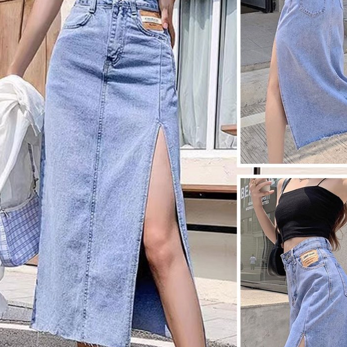 NEW FASHIONABLE KOREAN DENIM SKIRT WITH SIDE SLIT Shopee Philippines