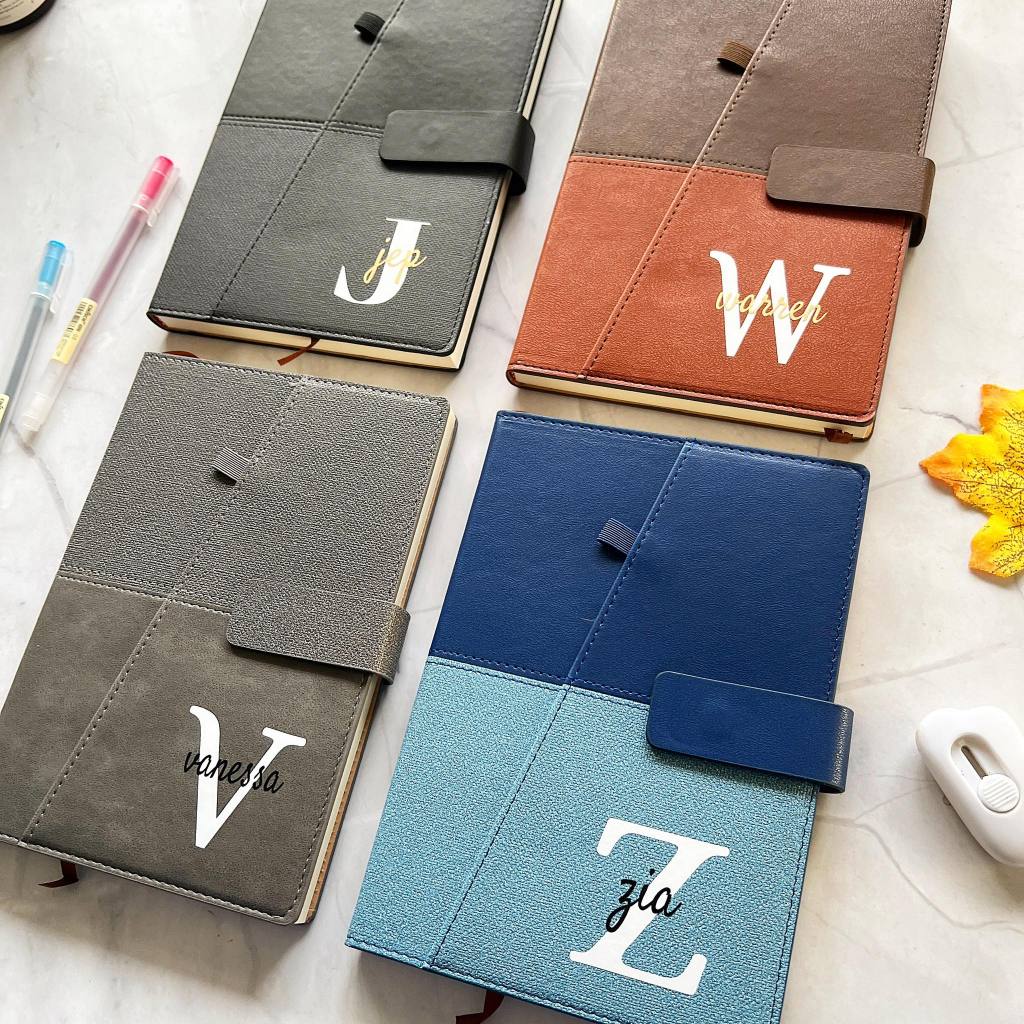 FREE NAME PERSONALIZE NAME Leather Notebook Journal w/ Magnet Pocket ...