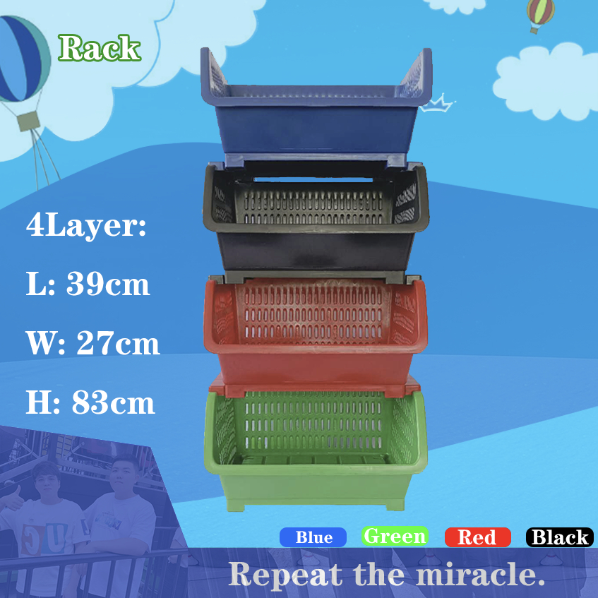 3-4-5 Layer Utility Rack Home Organizer Plastic Stackable Rack ...