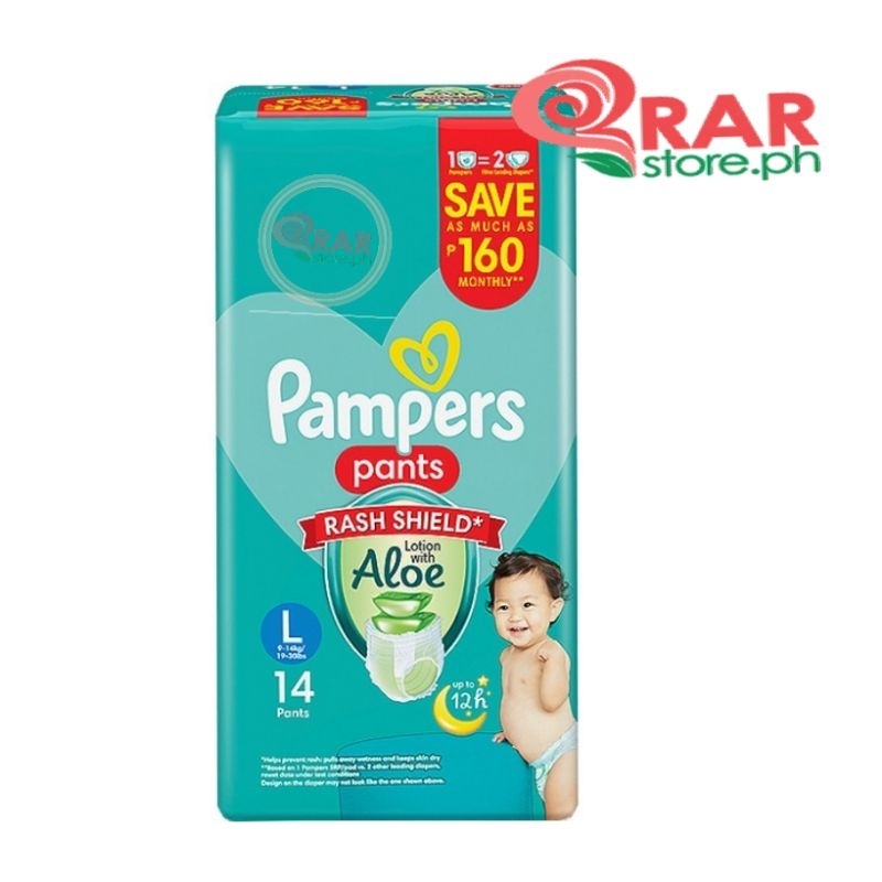 Pampers Pants Rash Shield Diaper LARGE (14 Pants -Lotion with Aloe ...
