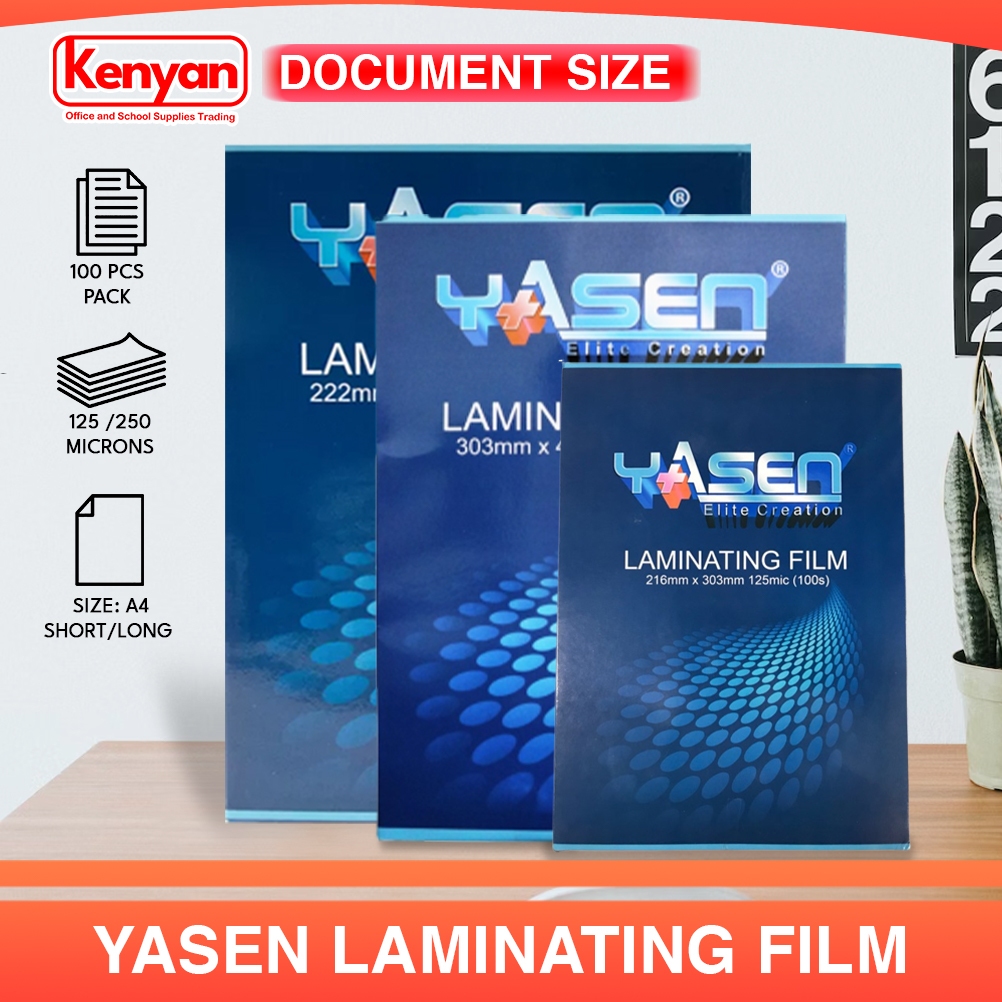 YASEN Laminating Film (A4/Short/Long) Document Size (80/100/125/250 ...