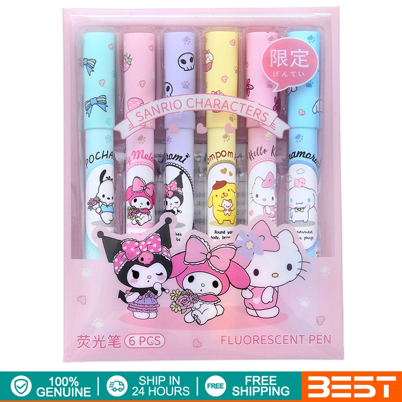 6pcs/Set Sanrio Cinnamon Highlighter High Value Color Marker Pen ...