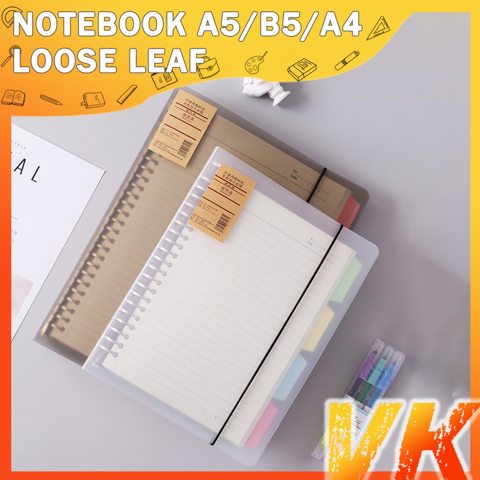 VK Notebook A5/B5/A4 Loose Leaf Refill Papers Notepads Binder Coil