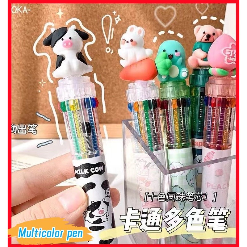 10 Colors Ballpoint Pen Cute Animal Office Stationary Multicolored ...