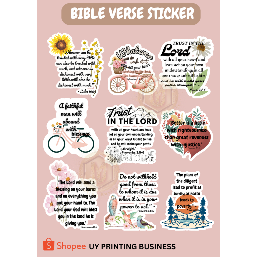 BIBLE VERSE STICKER MACHINE CUT 9 PCS PER SHEETS | Shopee Philippines